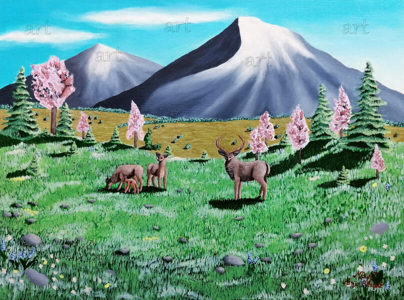 „Traveling deers“ (landscape)“