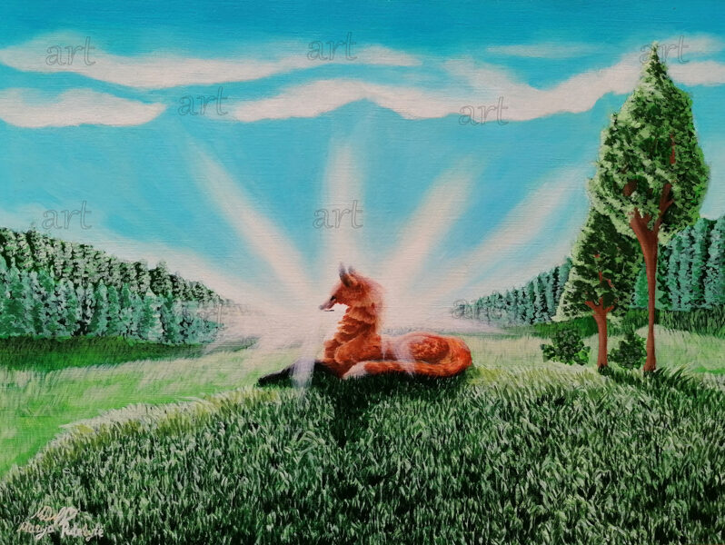 „Fox in the sun light“ (landscape)“