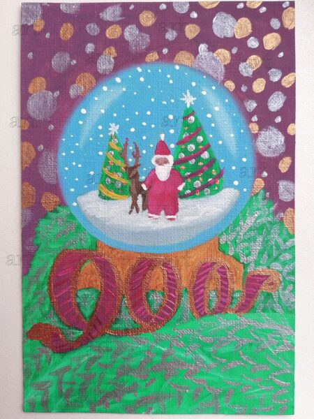 „Santa Claus in the water bubble“ (mini original)“