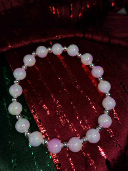  "Mermaid colors with silver beads" (bracelet)“