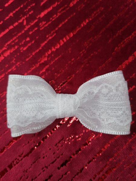 „Patterned white ribbon-mini" (bow-sku406)“