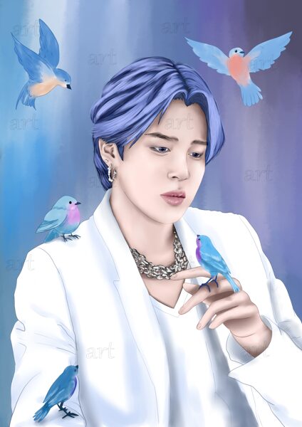 „BTS Jimin with birds“ (print)“