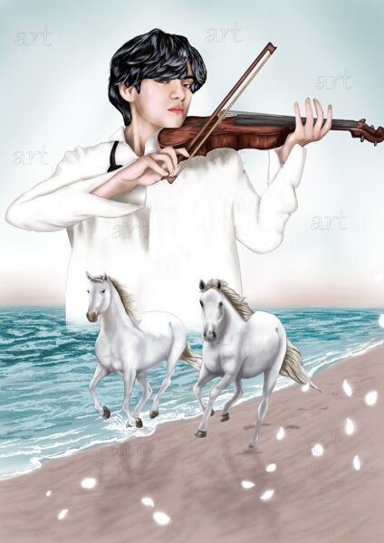 „BTS Kim Taehyung with violin“ (photocards and stickercards)“