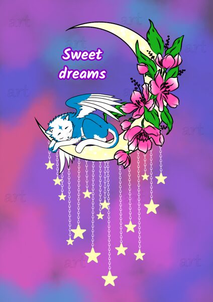 „Cute sleeping kitten - sweet dream“ (print)“