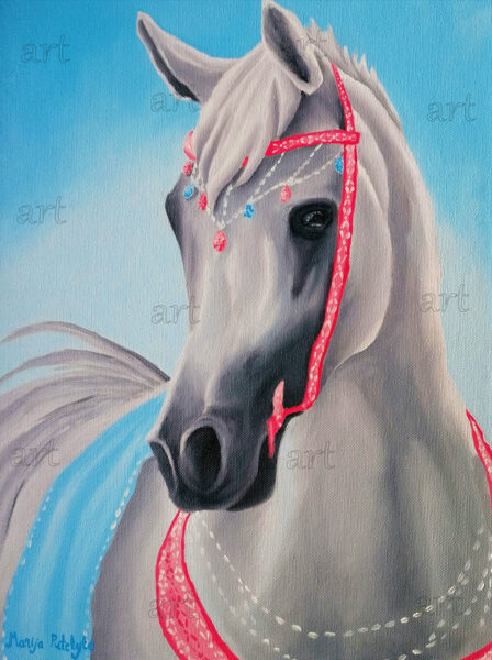 „Horse with blue cloak“ (original)“