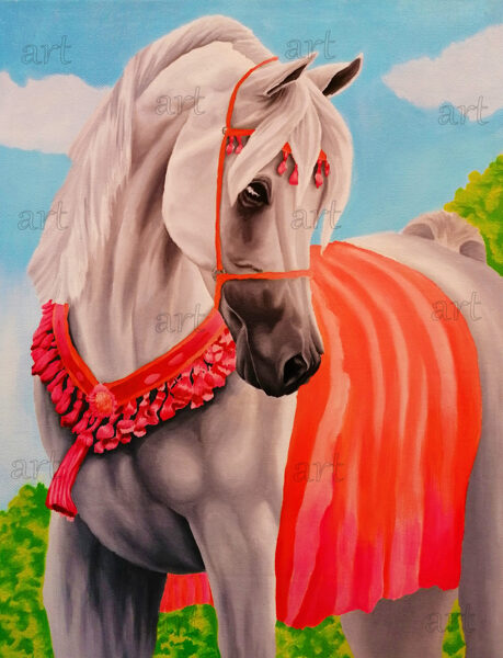 „Horse with red cloak“ (original)“