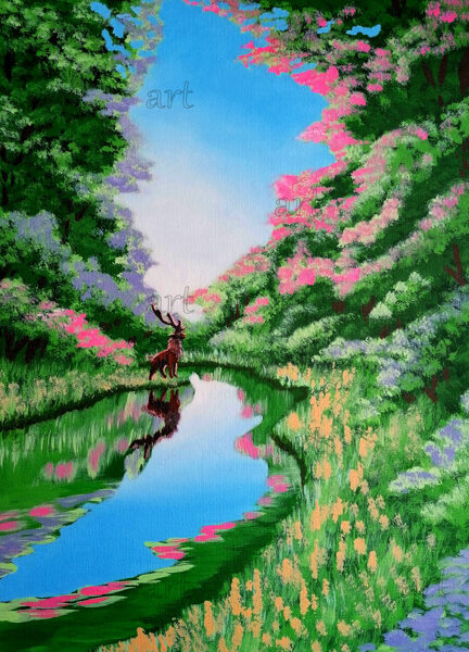 „Deer on the river bank“ (original)“