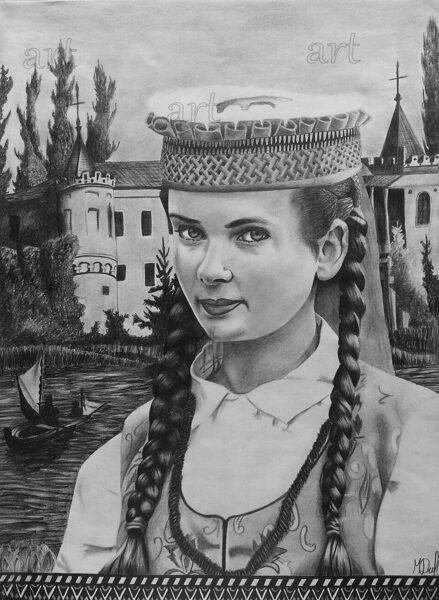 „A girl at the Siesiku manor“ (pencil)“