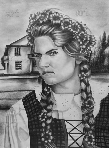 „A girl at the Uzugiris manor“ (pencil)“