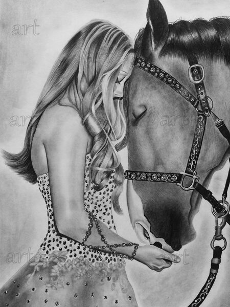 „Girl with horse“ (pencil)“